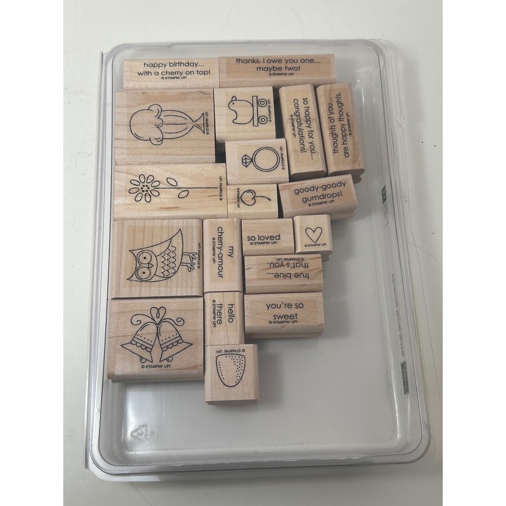 Stampin Up Wood Mounted Rubber Stamp Set‎ goody goody gumdrops 18 Piece Lot